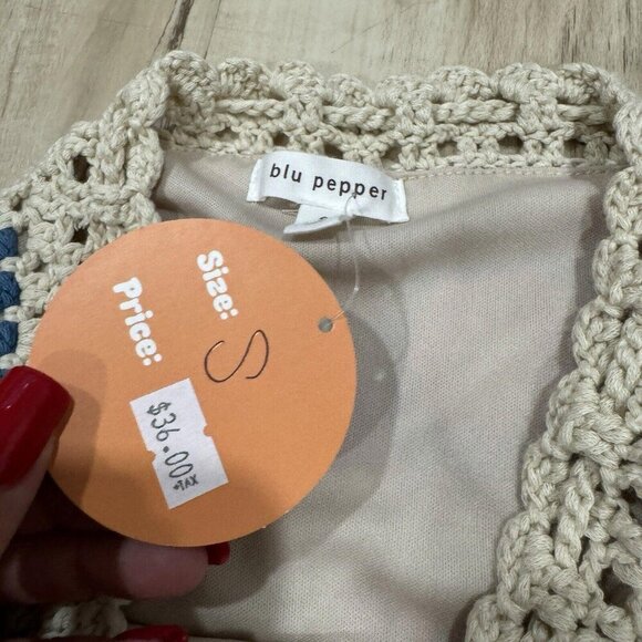 NWT Blu Pepper Womens Size Small Floral Crochet Geometric Skirt Summer Vacation - Picture 8 of 9